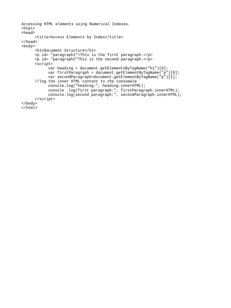 Accessing HTML Elements by Index | PDF