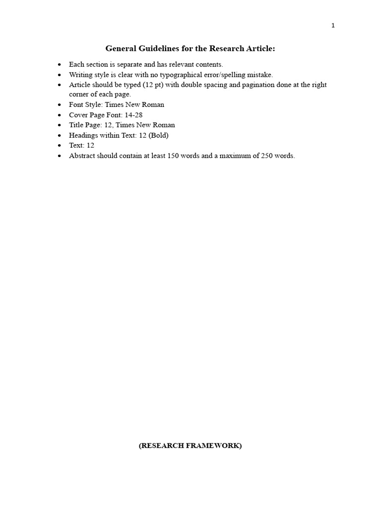 Research Article Framework Along With Guidelines | PDF | Methodology ...