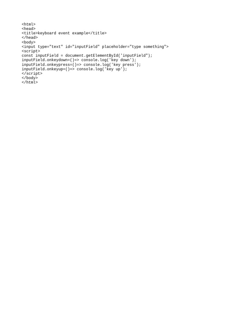 Keyboard Event Handling Example | PDF