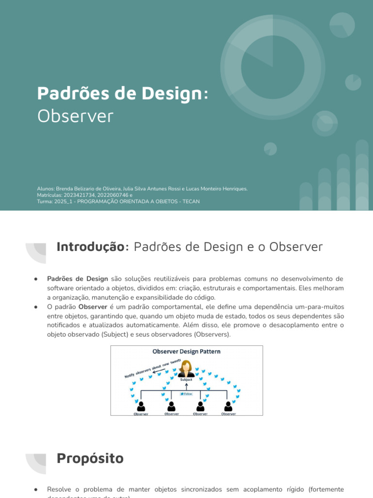 Padrão Observer em Design de Software | PDF | Padrão de design de ...