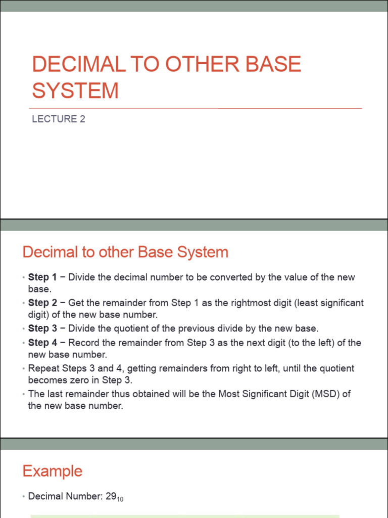 Lec 7B Decimal To Other Base System | PDF | Decimal | Mathematics