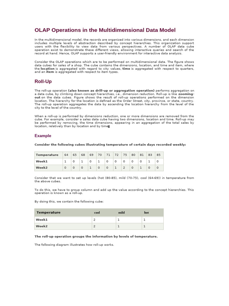 OLAP Operations in Multidimensional Data | PDF | Machine Learning ...