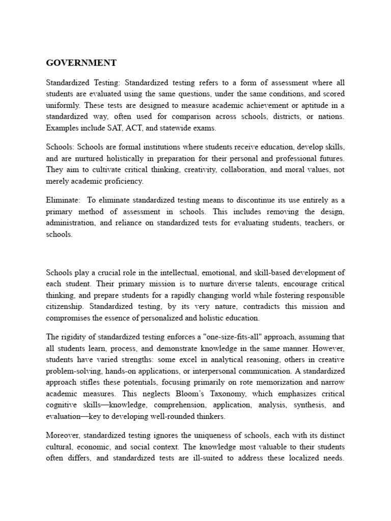 Rethinking Standardized Testing in Education | PDF | Standardized Tests ...