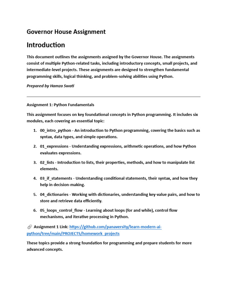 Python Assignments Overview | PDF | Python (Programming Language ...