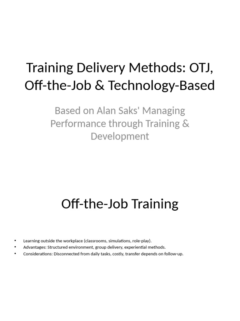 Training Delivery Methods Explained | PDF