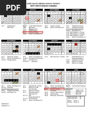 Dvusd 2011-2012 District Calendar | Pdf | Students | Learning