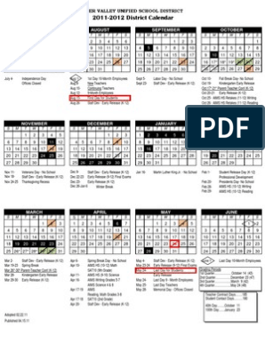 Dvusd 2022 Calendar Dvusd 2011-2012 District Calendar | Pdf | Students | Learning