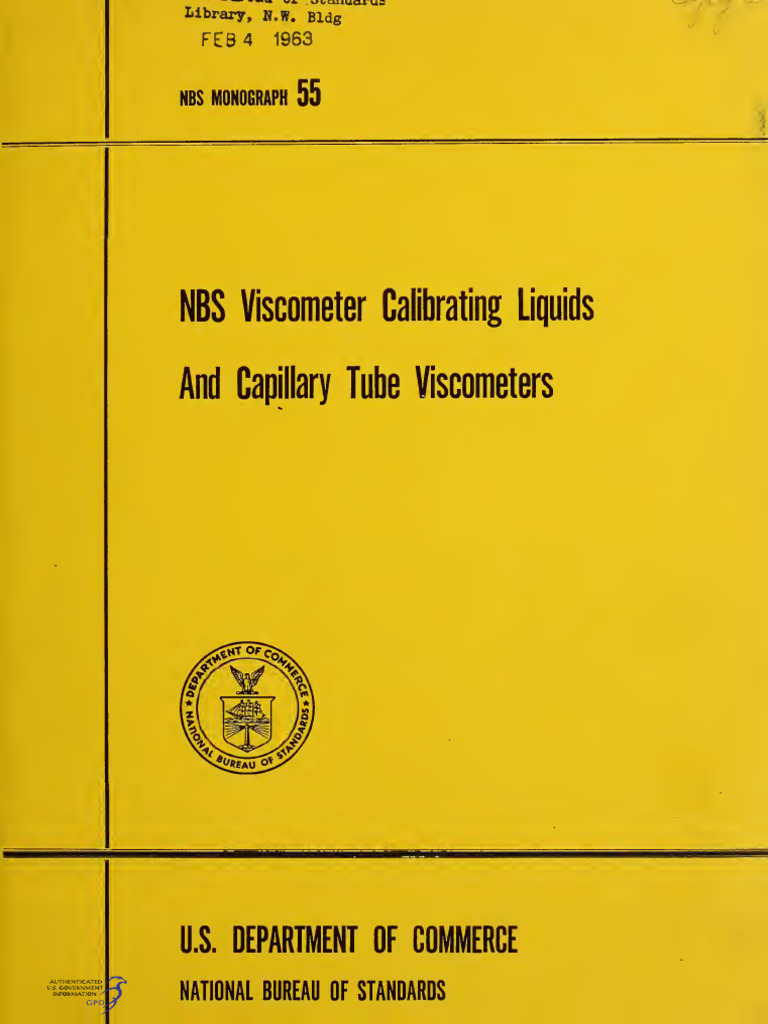 NBS Viscometer Calibration Guide | PDF | Viscosity | Shear Stress