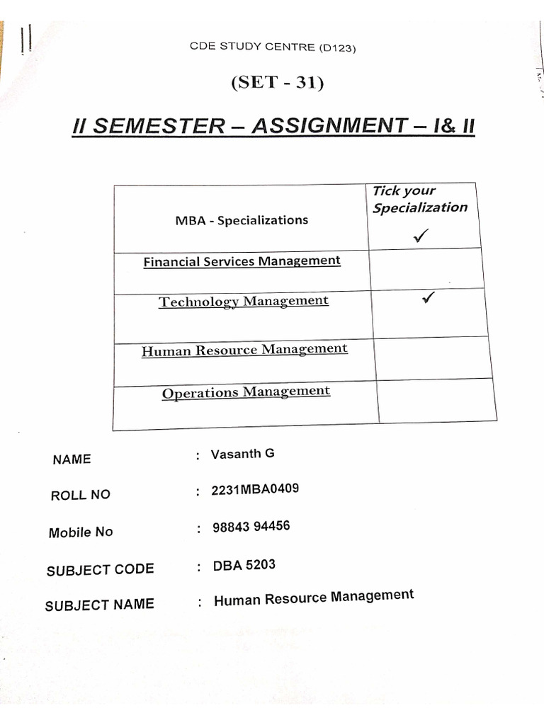 DBA 5203 HRM Vasanth Gurusamy | PDF