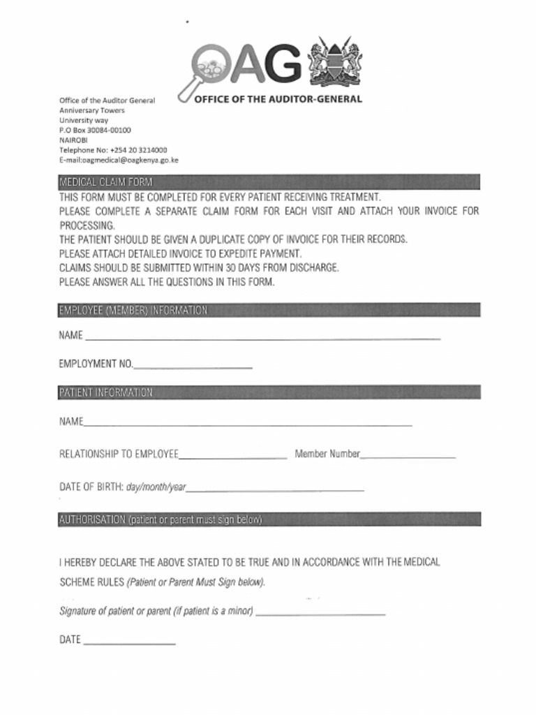 OAG Medical Claim Form | PDF