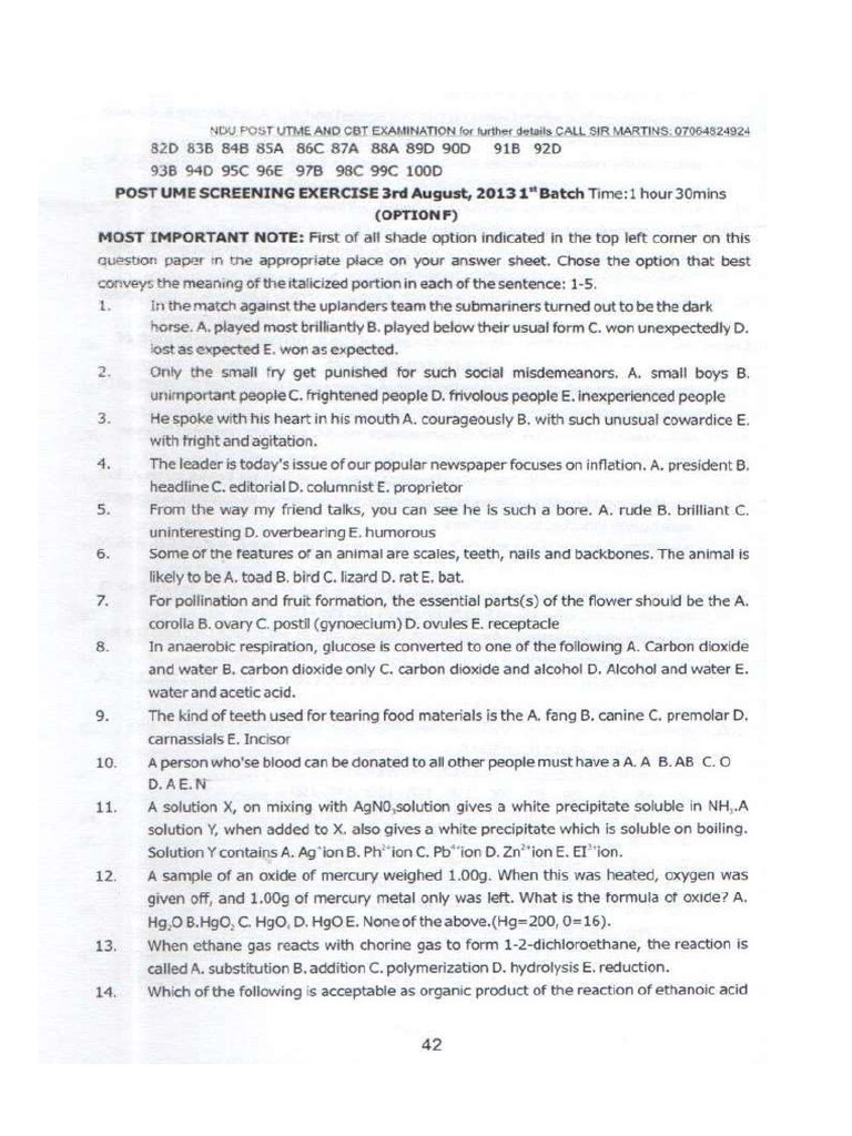 Ndu Past Q | PDF