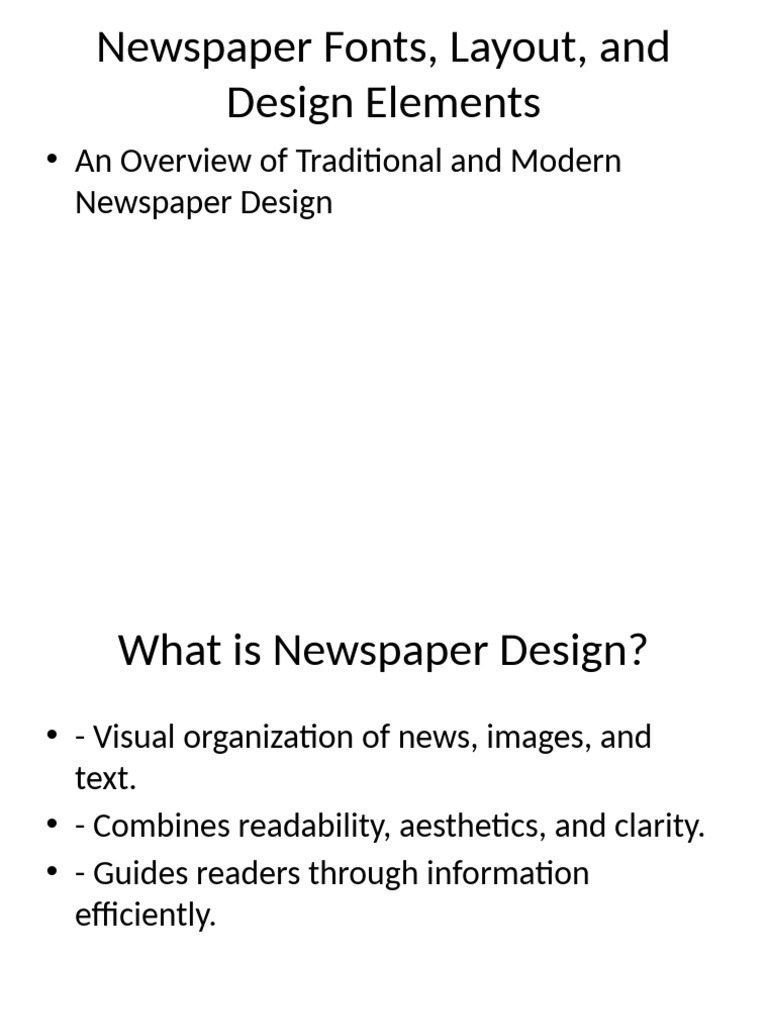 Newspaper Design: Fonts and Layouts | PDF