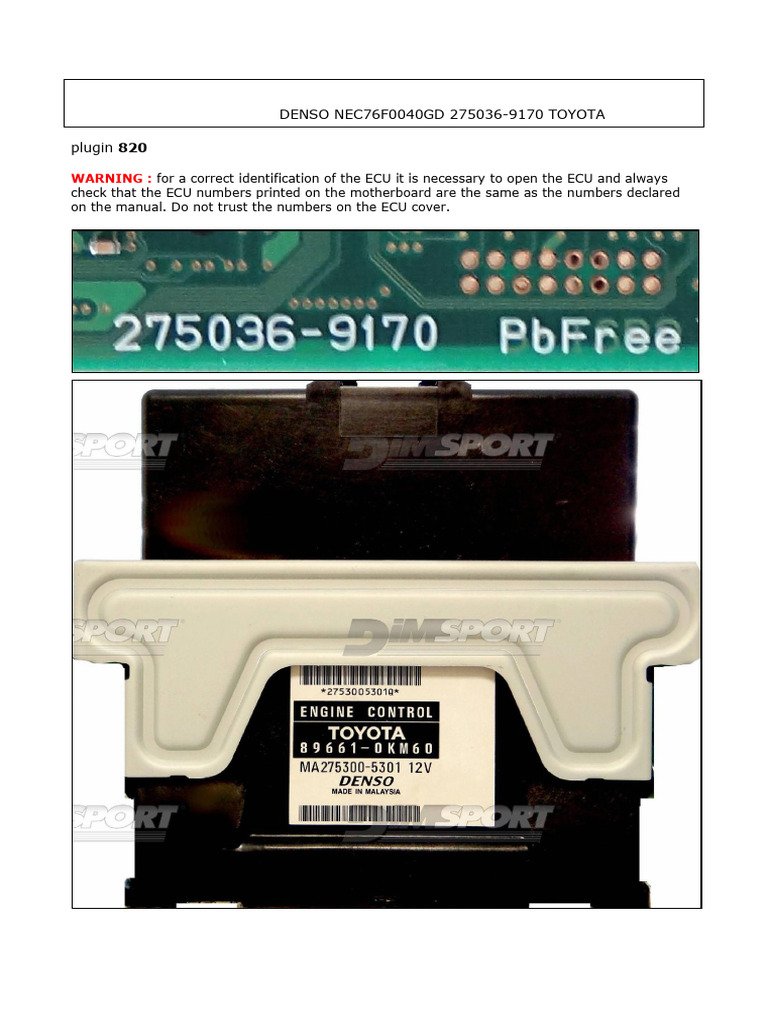 DENSO ECU 275036-9170 Connection Guide | PDF