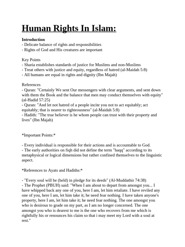 Human Rights Principles in Islam | PDF | Prophets And Messengers In ...