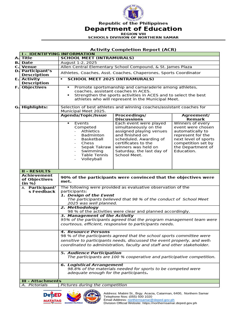 School Meet 2025 Activity Report | PDF