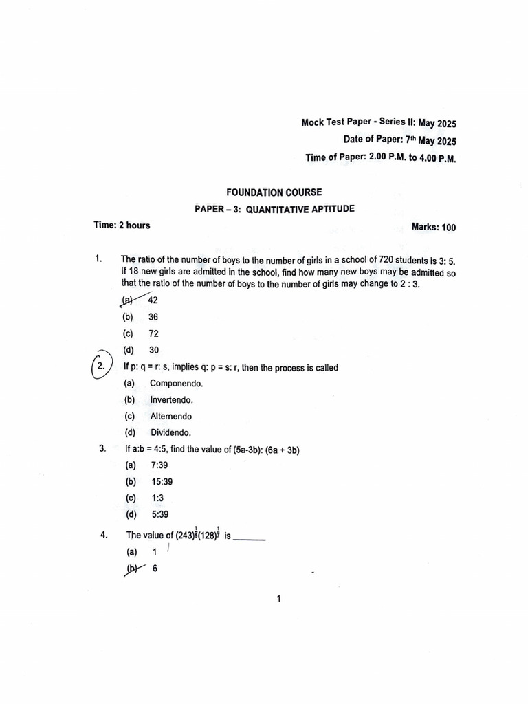 Quantitative Aptitude Mock Test 2025 | PDF | Cost Of Living | Mean