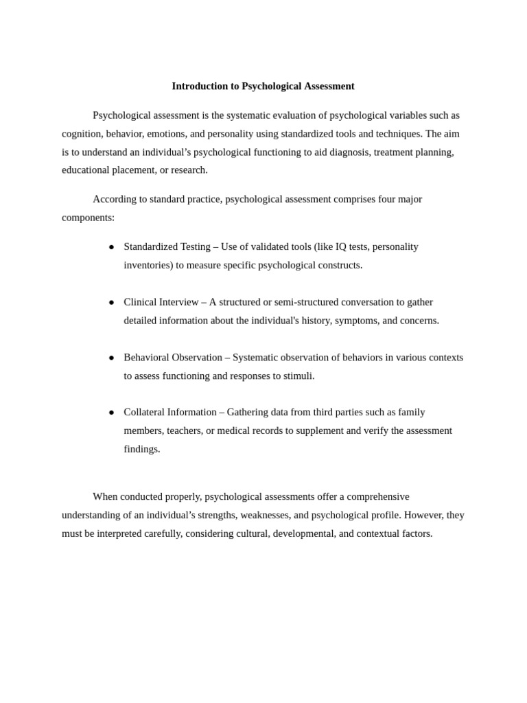 Psychological Assessment Overview | PDF | Intelligence Quotient ...