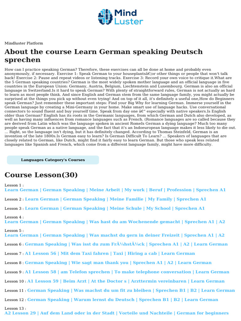 German Speaking Practice Guide | PDF | German Language | English Language