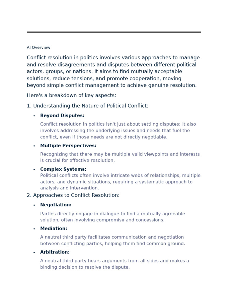 Political Conflict Resolution Strategies | PDF | Conflict Resolution ...