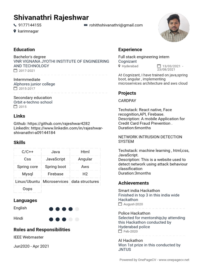 Shivanathri Rajeshwar's Tech Resume | PDF | Computing | Software ...