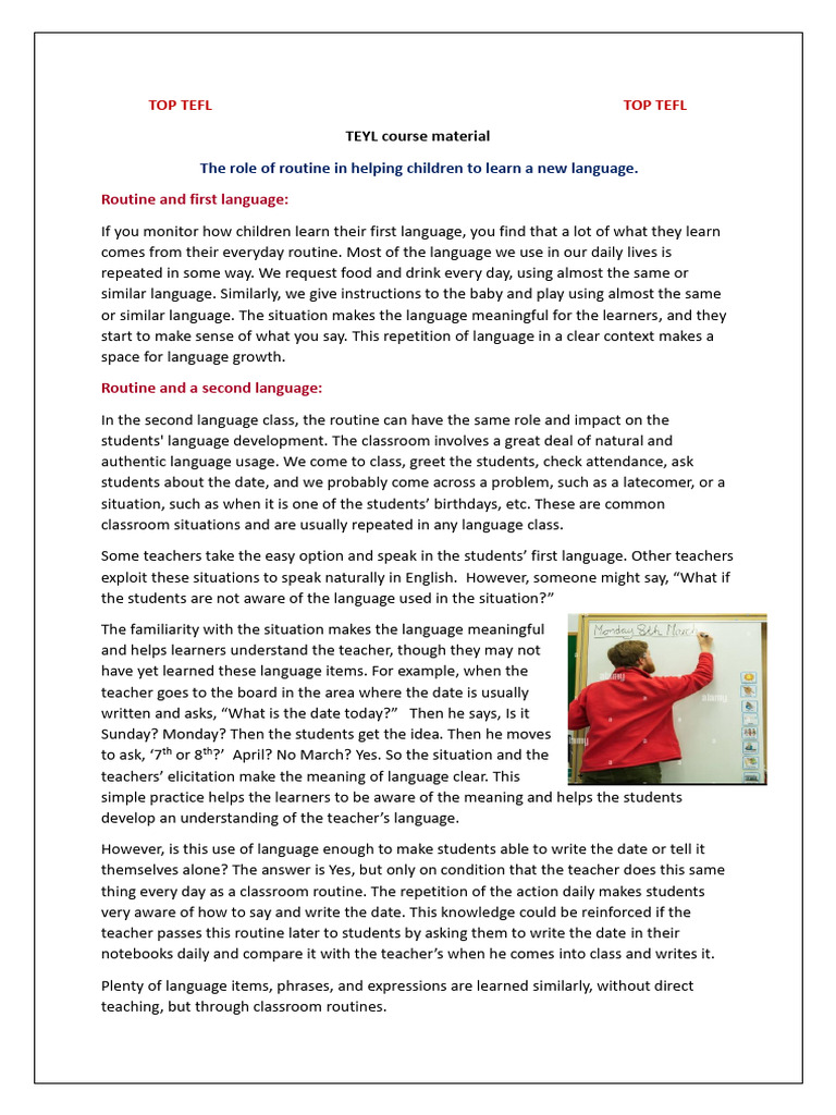 Role of Routine in Language Learning | PDF | Teachers | Learning