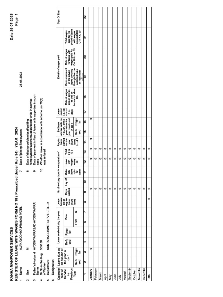 Leave Register 10 | PDF
