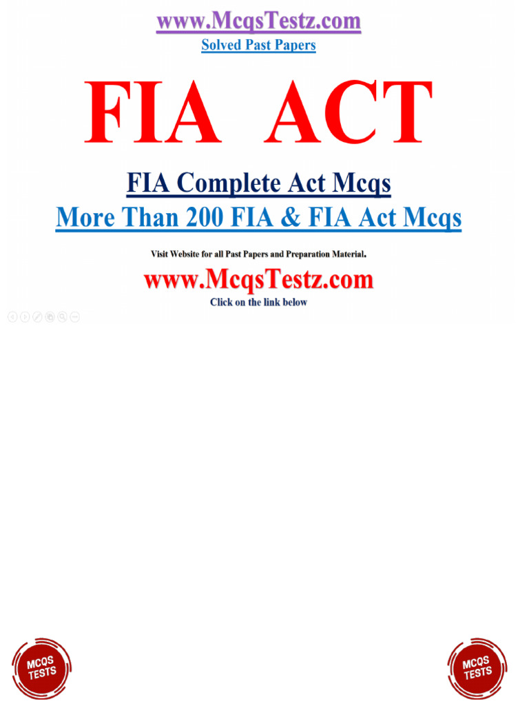 FIA Solved MCQs and Past Papers Guide | PDF | Justice | Crime & Violence