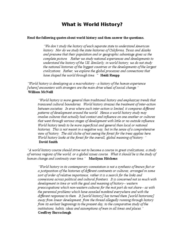 What Is World History?: Read The Following Quotes About World History ...