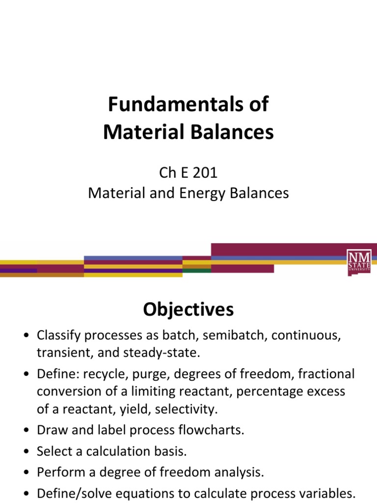 4 Material Balances | PDF | Stoichiometry | Chemistry