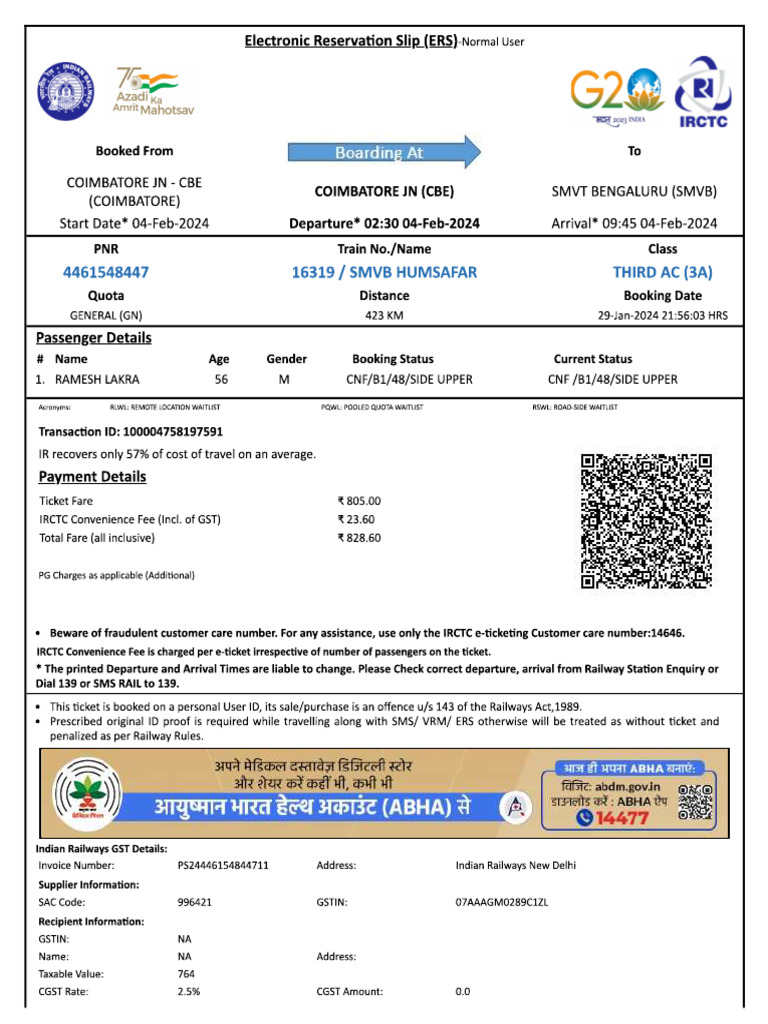 Ramesh Uncle Ticket | PDF