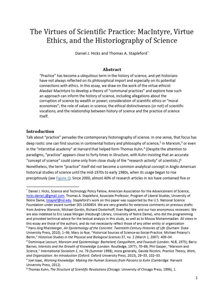 Scientific Practice and Virtue Ethics | PDF | Science | Philosophy Of ...
