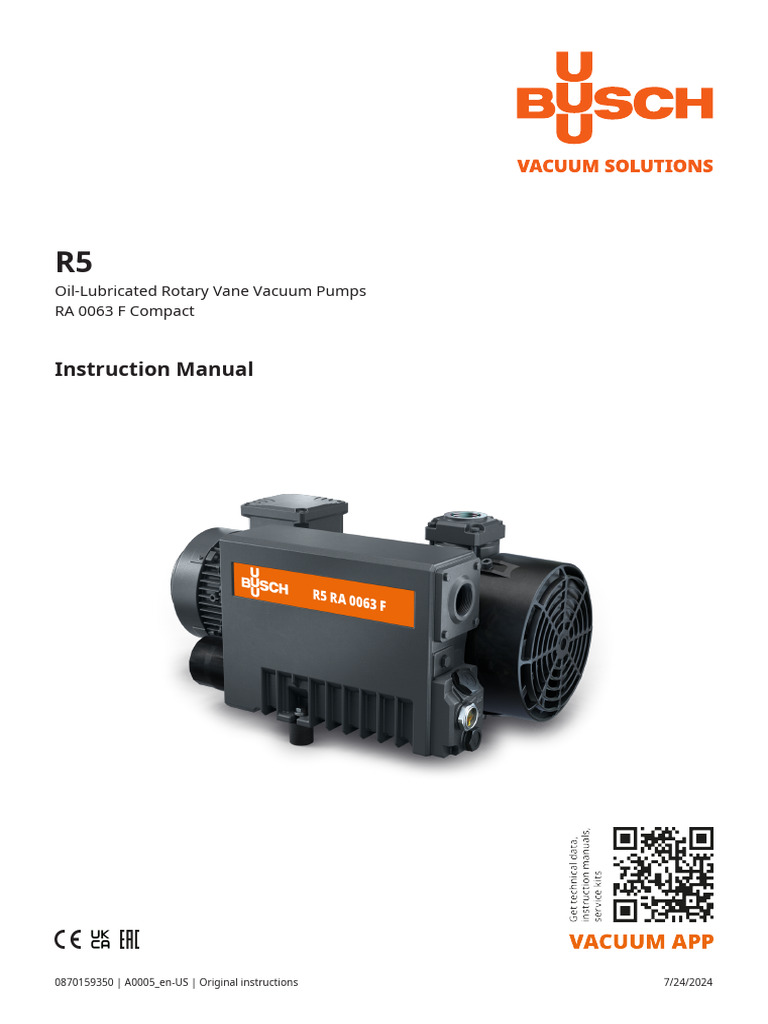 R5 RA 0063 F Vacuum Pump Manual | PDF | Pump | Valve