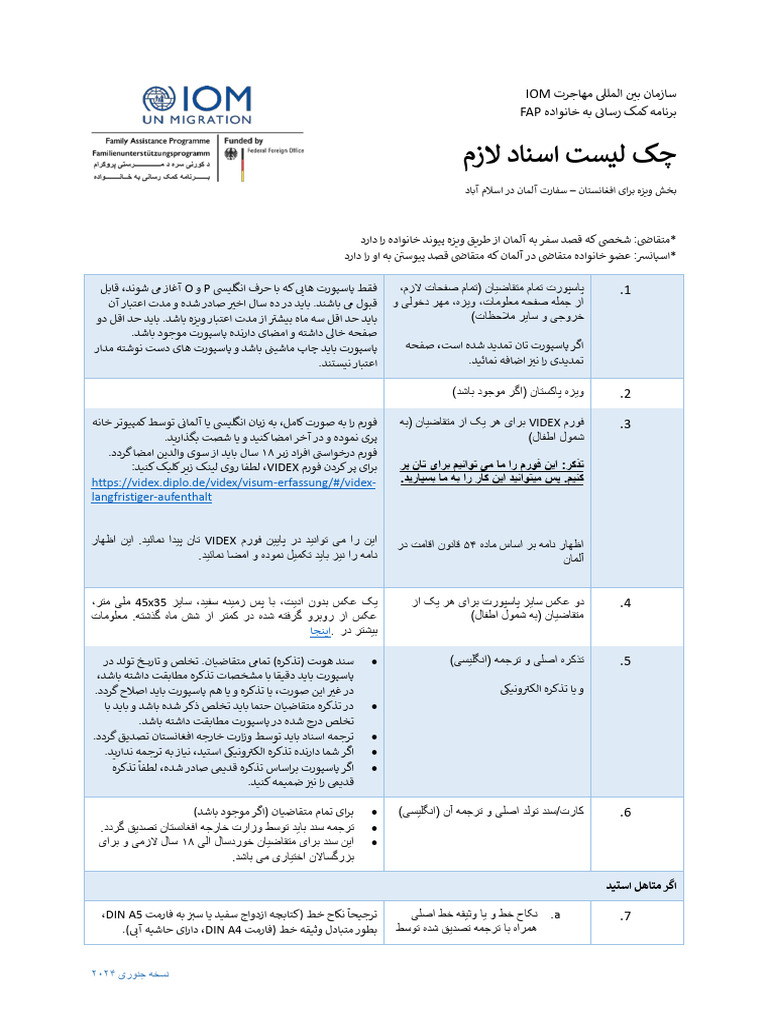 DARI Documents Checklist - Islamabad-1 | PDF