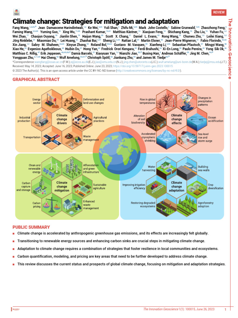 Climate Change Strategies For Mitigation and Adaptation | PDF | Climate ...