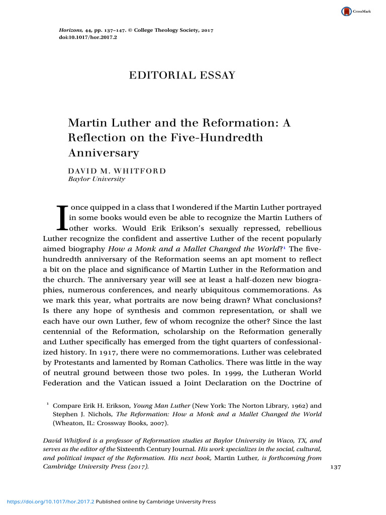 Martin Luther and The Reformation A Reflection On The Five Hundredth ...