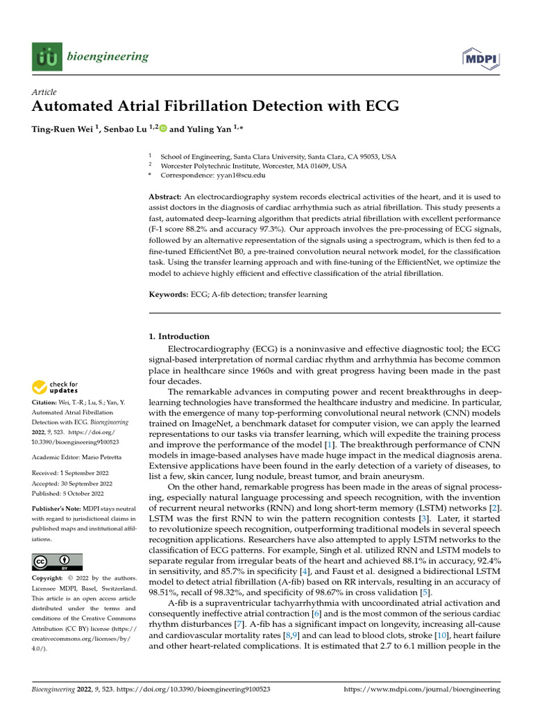 Automated ECG Atrial Fibrillation Detection | PDF | Receiver Operating ...