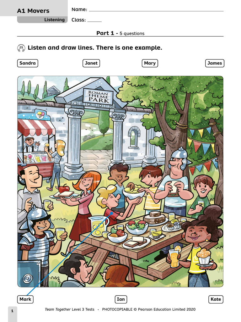 A1 Movers Listening & Writing Tests | PDF