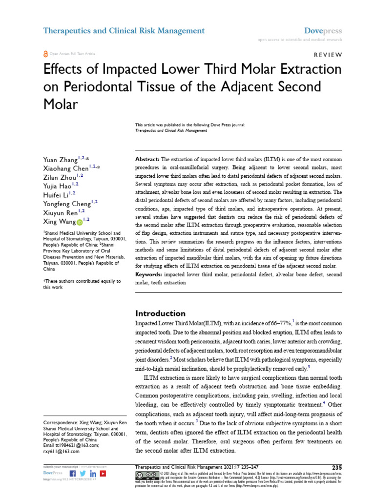 Impact of Third Molar Extraction on Adjacent Molar Periodontal Health ...