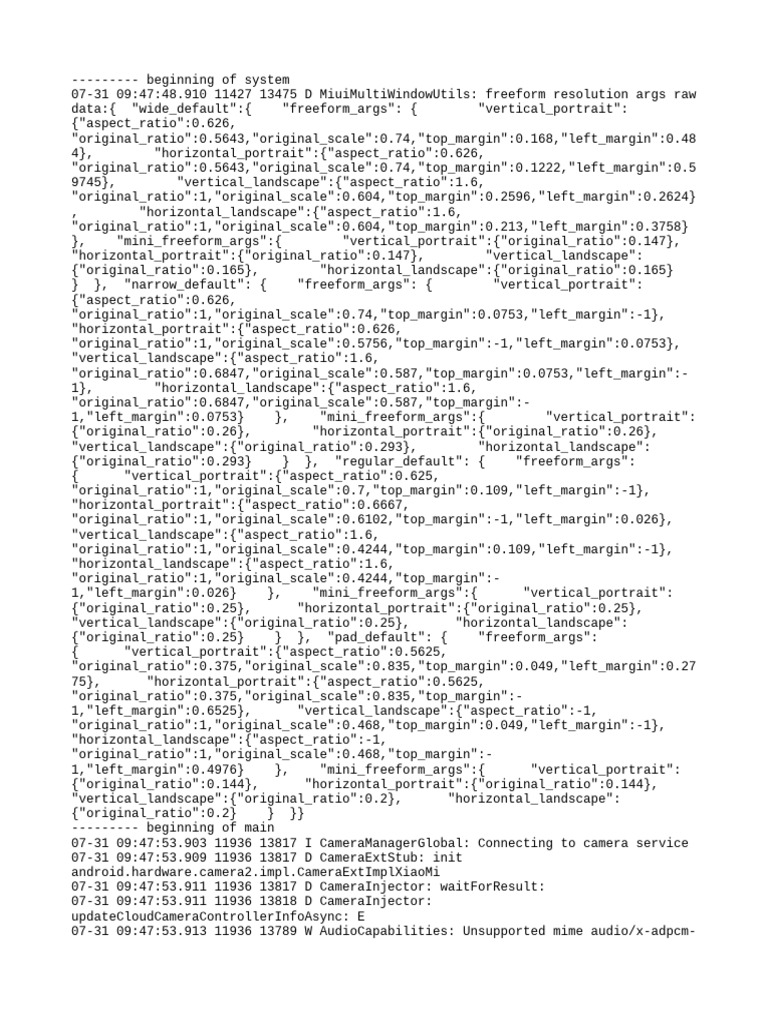 Camera Service Connection Logs | PDF | Computing | Computer Programming