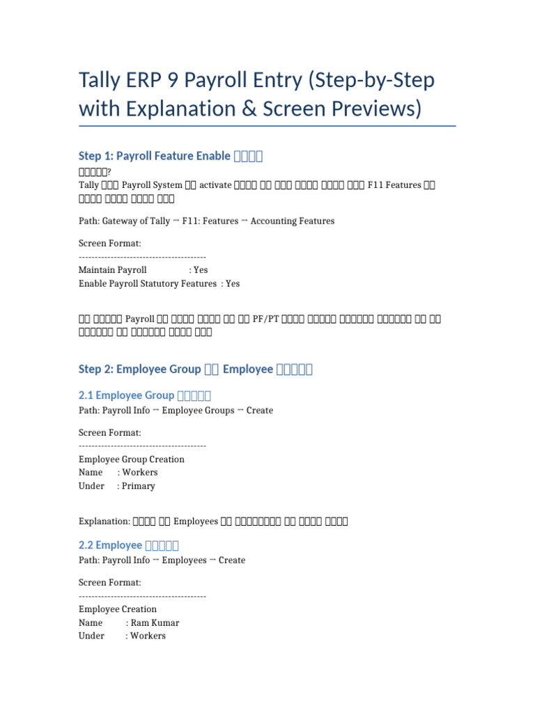 Tally Payroll Guide Part1 | PDF