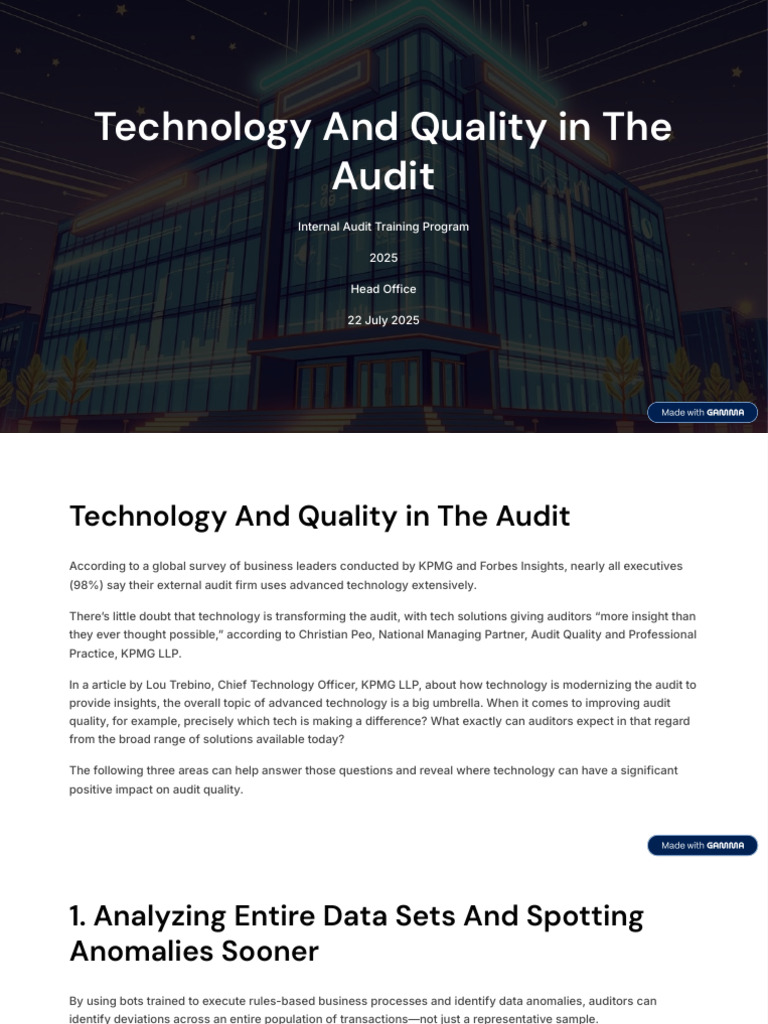 Enhancing Audit Quality with Technology | PDF | Audit | Accounting