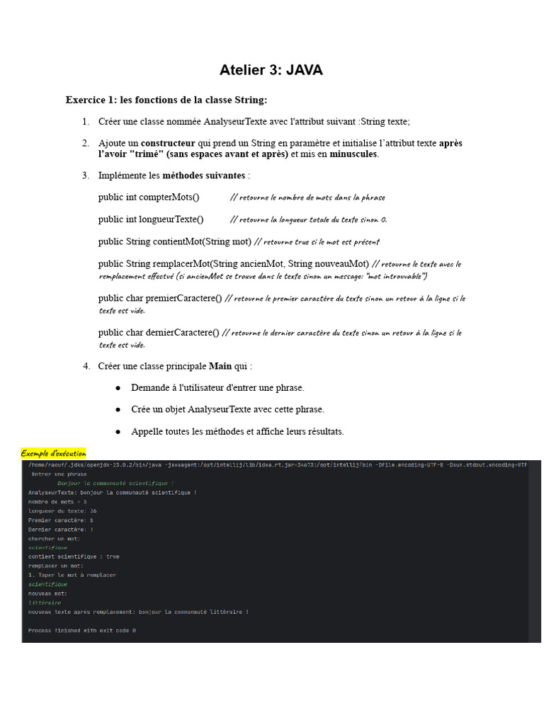 Atelier Java : Analyseur de texte et e-mail | PDF | Java (Langage de ...