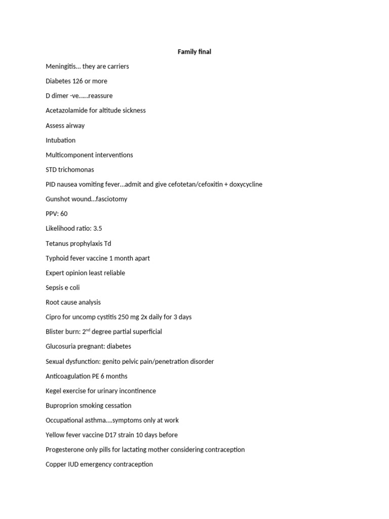 Family Health Interventions and Guidelines | PDF