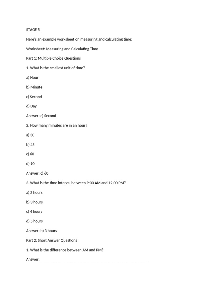 Time Measurement Worksheet and Guide | PDF | Accuracy And Precision ...