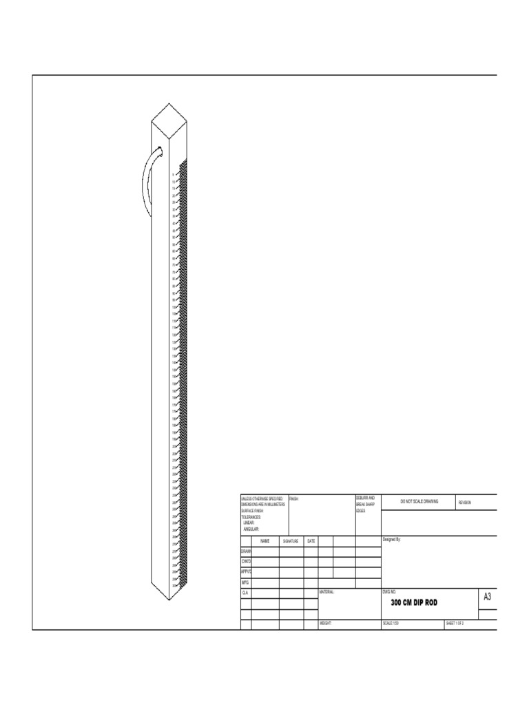Technical Drawing for 300 CM Dip Rod | PDF