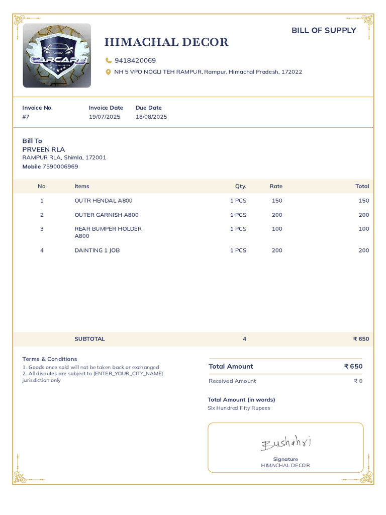 Prveen Rla Sales Invoice 7 | PDF