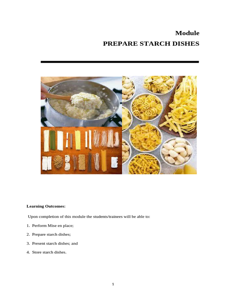 Mastering Starch Dish Preparation | PDF | Pasta | Starch
