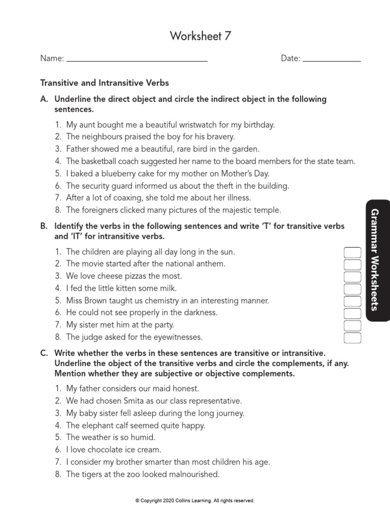 Verbs Worksheet for Class 5 | PDF | Verb | Language Mechanics