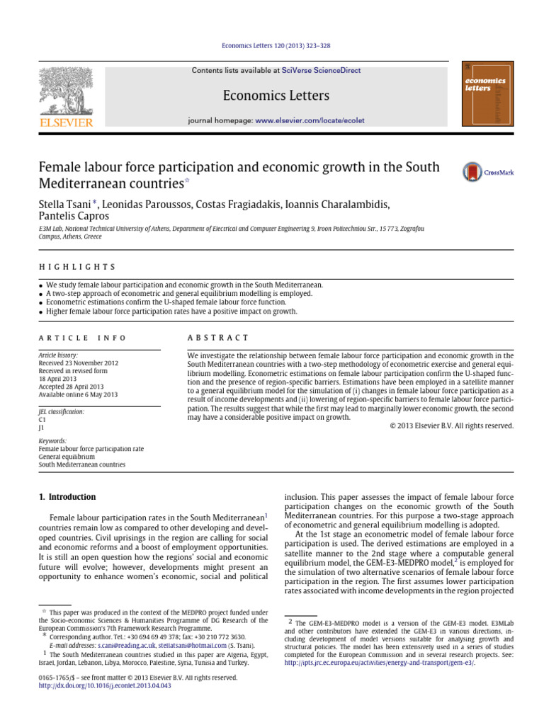 Female Labor Participation & Growth in Mediterranean | PDF | Labour ...