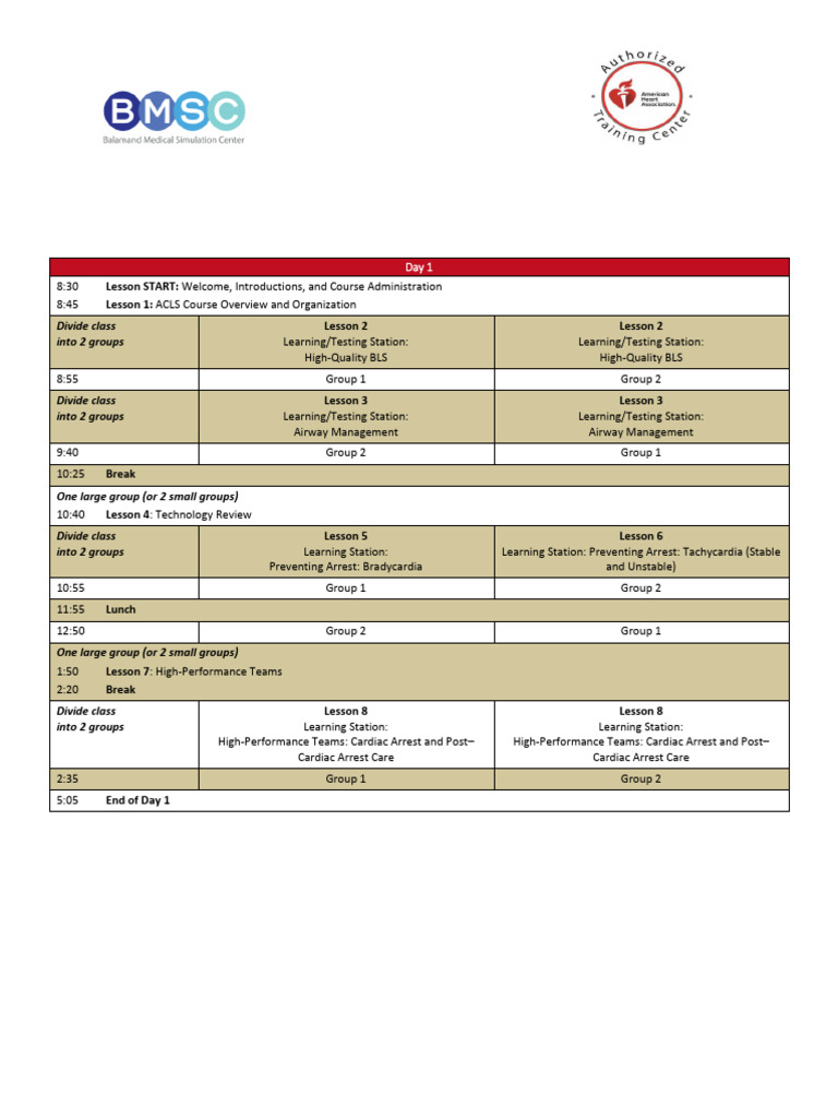 ACLS Training Schedule 2016 | PDF | Cardiovascular Physiology ...